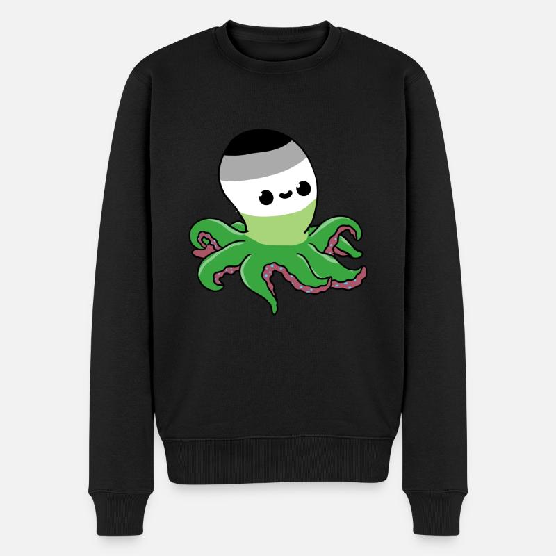 Aromantic Pride Oktopus - Männer Premium Bio Pullover - Schwarz