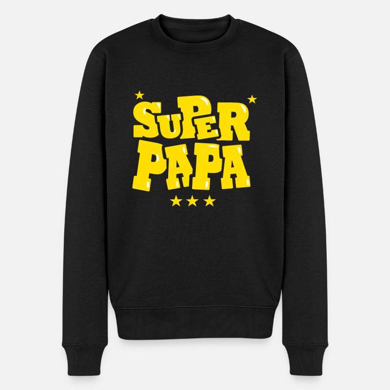 superpapa super papa lettrage brodé - Pull Premium bio Homme - noir
