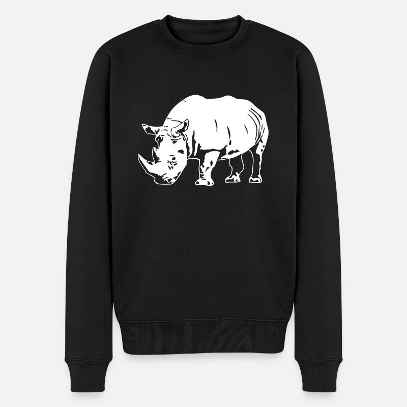 Nashorn - Rhino - Männer Premium Bio Pullover - Schwarz