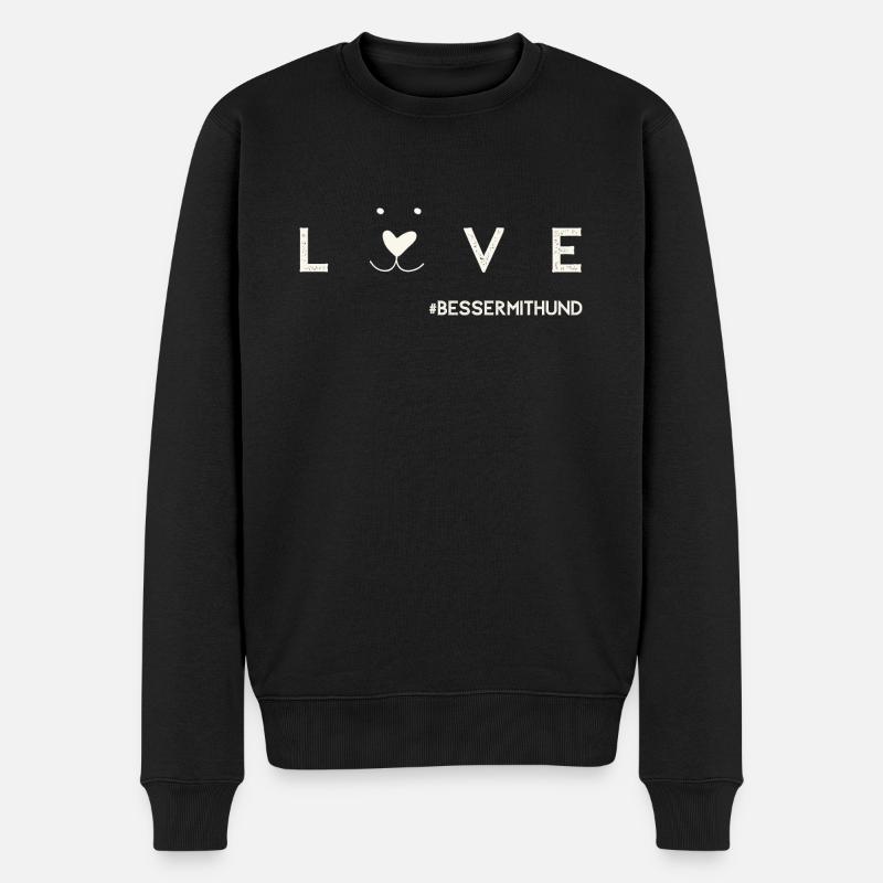 besser mit Hund - Männer Premium Bio Pullover - Schwarz