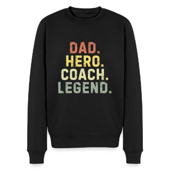 Dad Hero Coach Legend - Men's Premium Organic Jumper - black - Front - Nico (187cm)