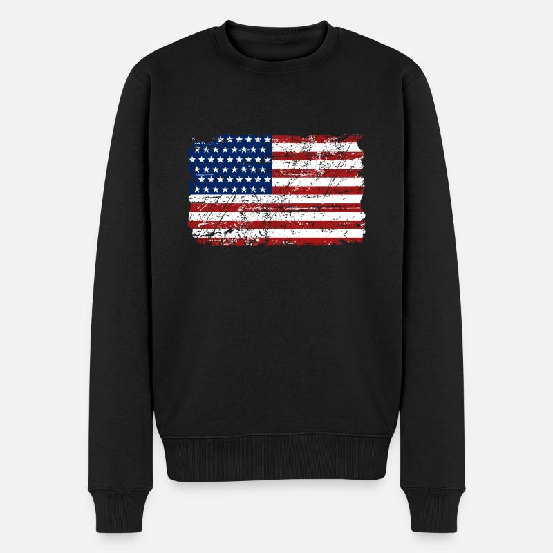 USA Flag - Vintage Look - Pull Premium bio Homme - noir