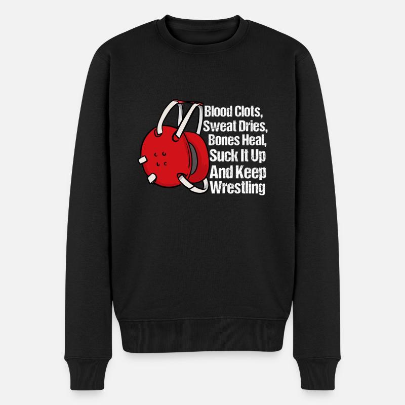Keep Wrestling - Männer Premium Bio Pullover - Schwarz
