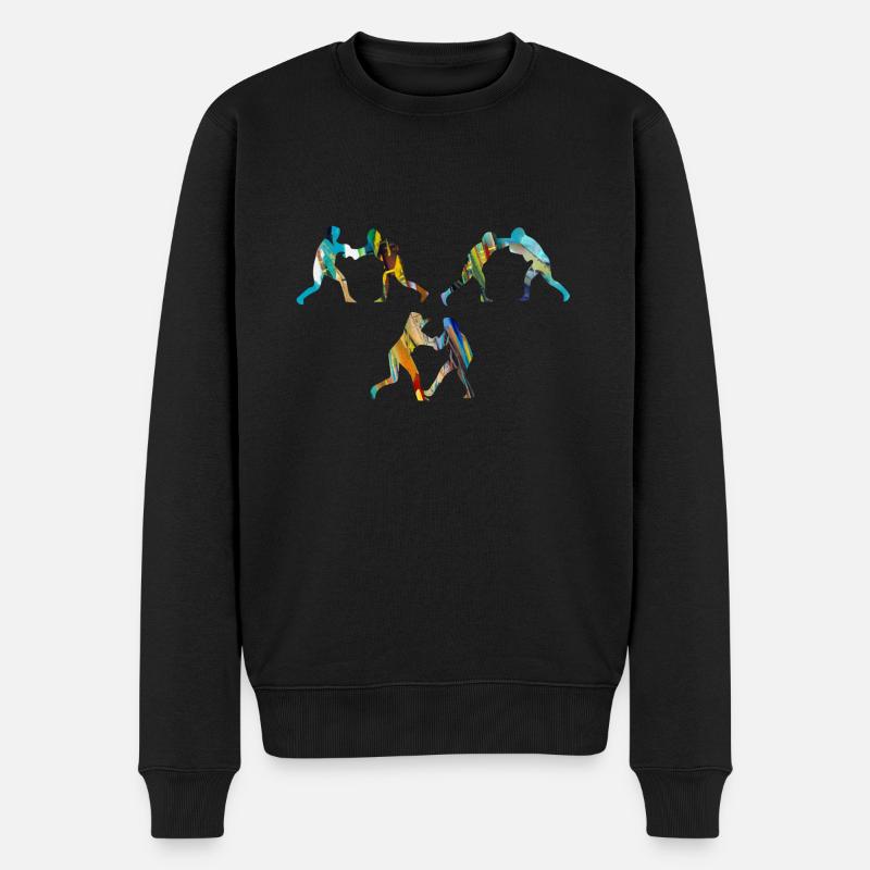 wrestling,sport,wrestler,graffiti,bunt - Männer Premium Bio Pullover - Schwarz