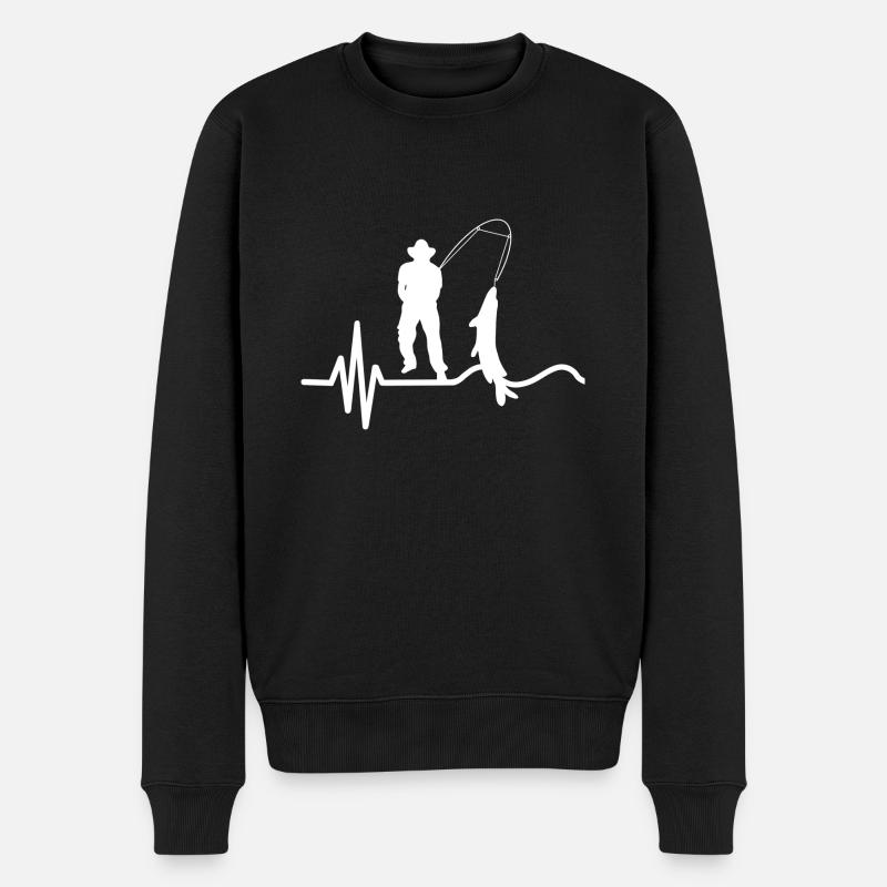 Angeln Fischen Fisch Fischer - Männer Premium Bio Pullover - Schwarz