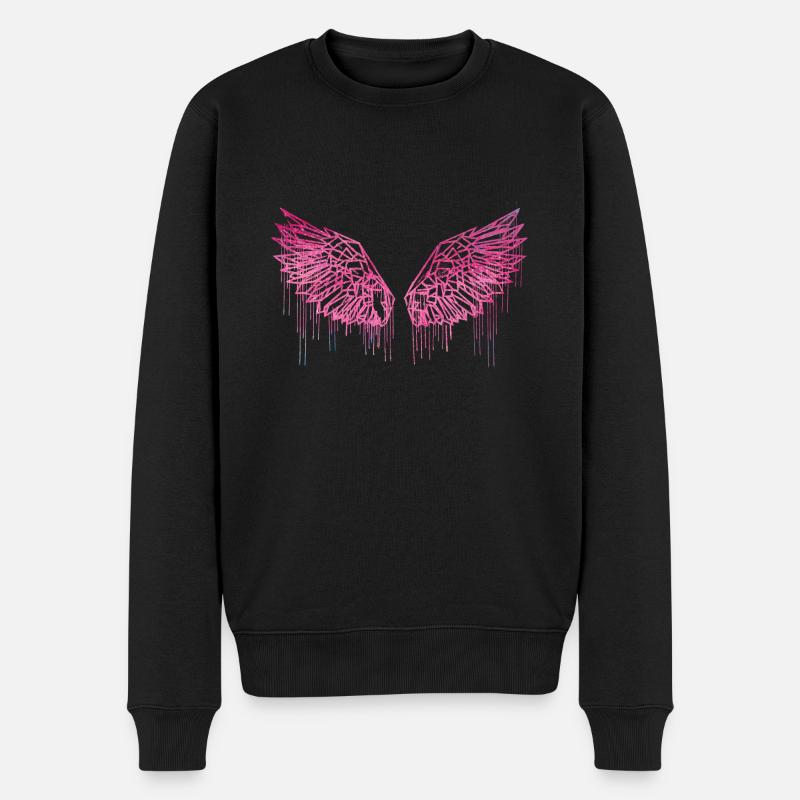 Angelwings,Ailes,Aquarelle,Rose,Ailes d’ange - Pull Premium bio Homme - noir