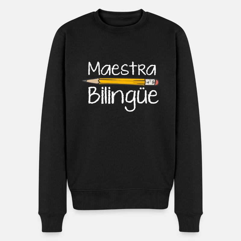Maestra Bilingüe - Männer Premium Bio Pullover - Schwarz