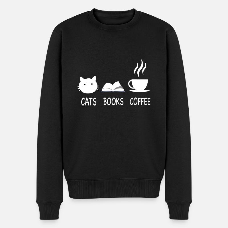 CHATS RÉSERVER CAFÉ - Pull Premium bio Homme - noir