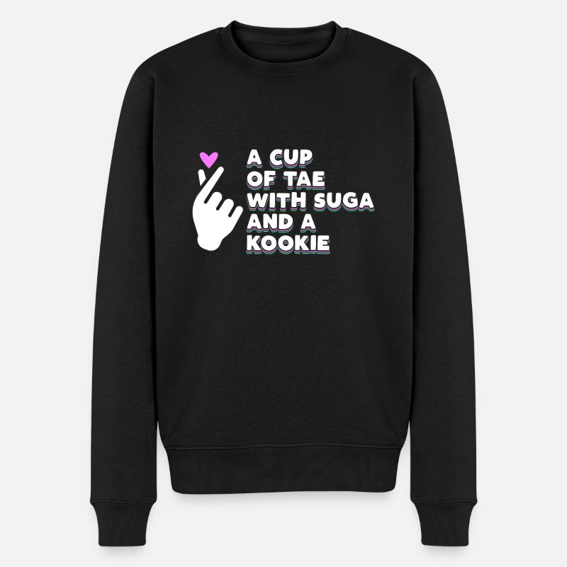 A Cup Of Tae With Suga And A Kookie - Männer Premium Bio Pullover - Schwarz