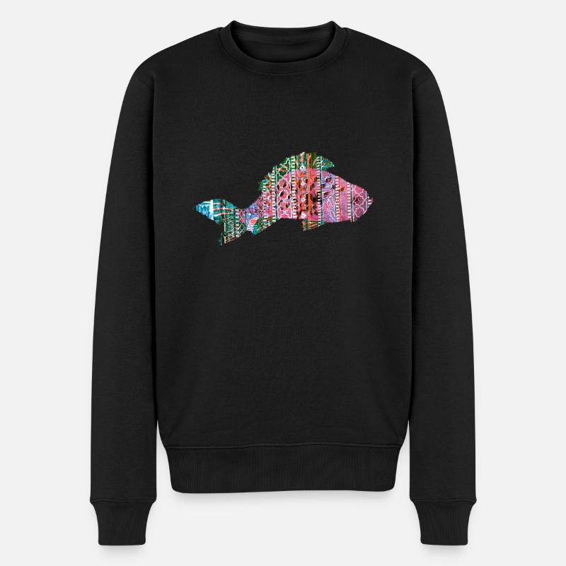 Carp, Fish, Mosaic, Pattern, Red - Men's Premium Organic Jumper - black