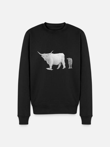 Skotska Highland cattle med kalvkött - Ekologisk premiumtröja herr - svart