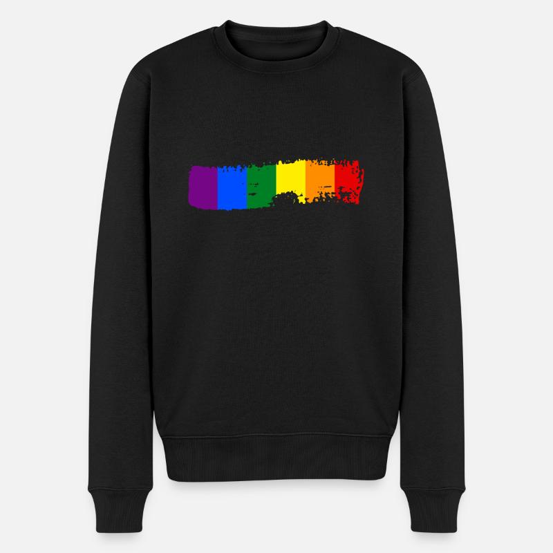 Coup de pinceau drapeau arc-en-ciel - Pull Premium bio Homme - noir