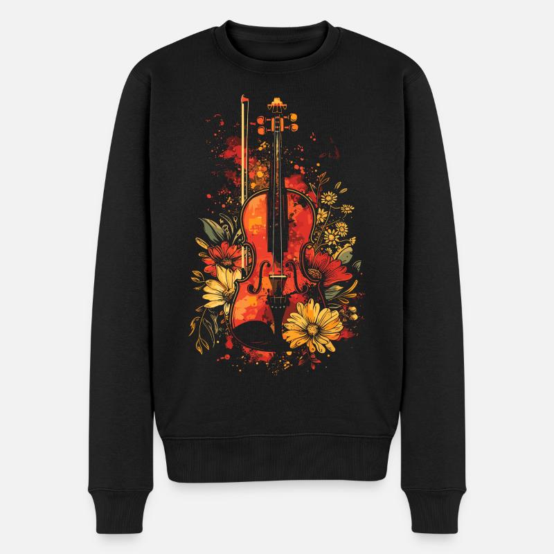 Dessin animé de violon - Pull Premium bio Homme - noir
