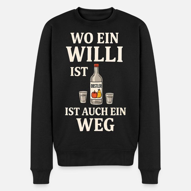 Willi Obstler  - Männer Premium Bio Pullover - Schwarz