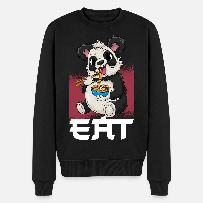 Panda Ramen Japanisch Essen - Männer Premium Bio Pullover - Schwarz