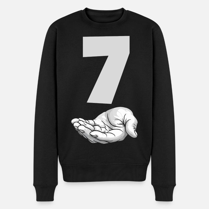 Lustiges Seven Meme Hand Gen Alpha Trend Witz - Männer Premium Bio Pullover - Schwarz