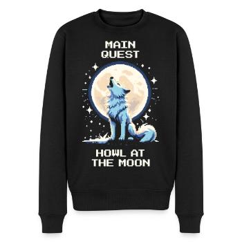 Hauptquest: Heulen zum Mond | Wolf - Männer Premium Bio Pullover - Schwarz - Vorne - Nico (187cm)