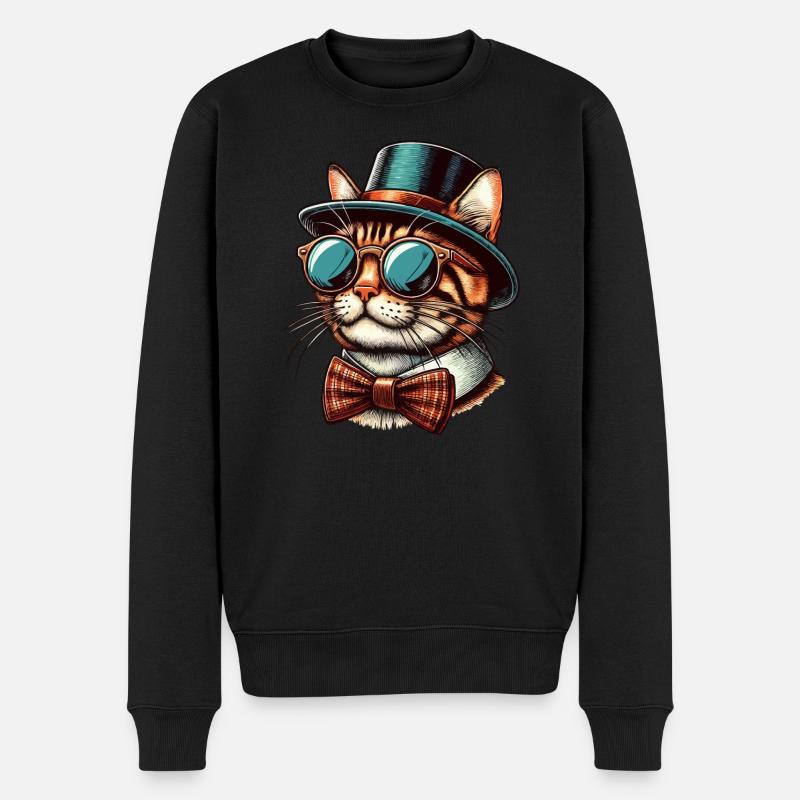 Chat Bengal rétro cool - Pull Premium bio Homme - noir
