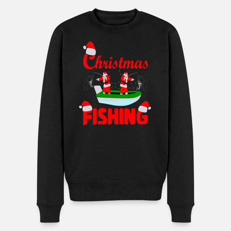 Christmas Fishing - Männer Premium Bio Pullover - Schwarz