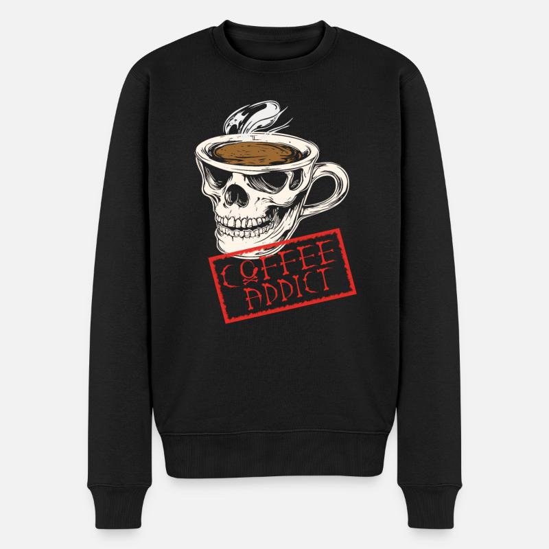 Coffee addict busted - Männer Premium Bio Pullover - Schwarz