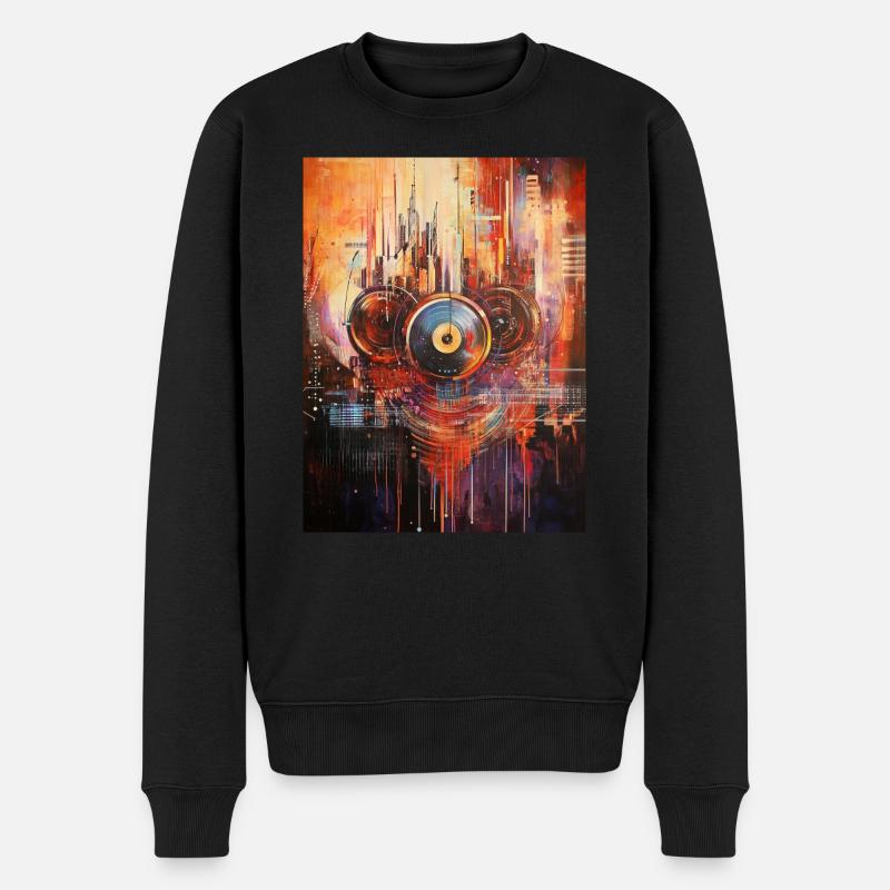 Vinyle abstrait Ville de la musique - Pull Premium bio Homme - noir