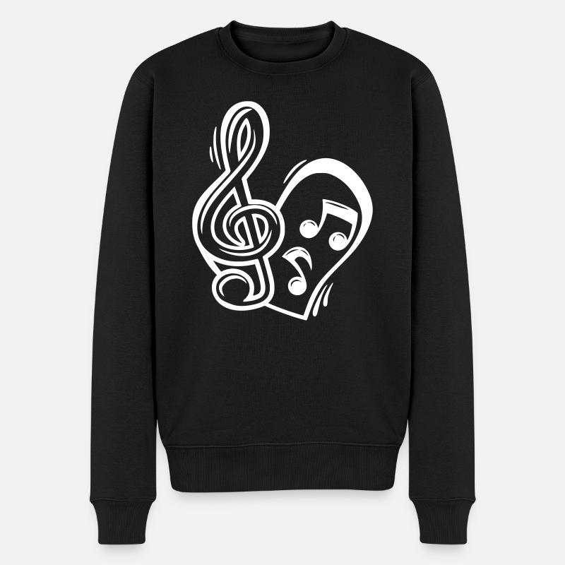 Musik Herz Notenschlüssel Musiknote Liebe - Männer Premium Bio Pullover - Schwarz