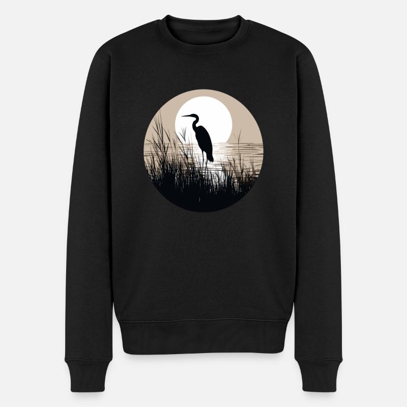 Reiher im Schilf - Männer Premium Bio Pullover - Schwarz