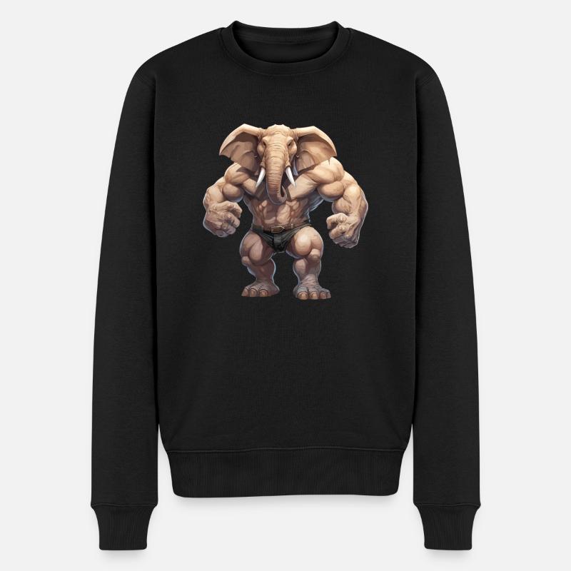 Bodybuilder Eléphant - Pull Premium bio Homme - noir