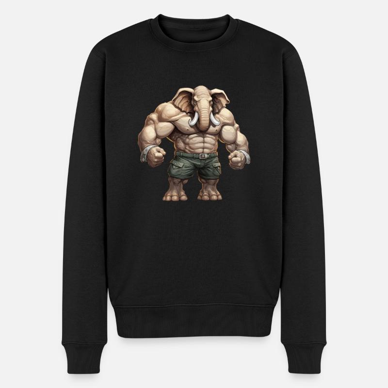 Bodybuilder Eléphant - Pull Premium bio Homme - noir