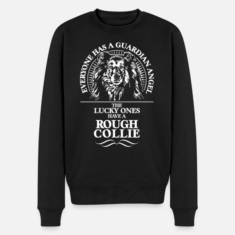 ROUGH COLLIE Guardian Angel Wilsigns Hundespruch - Männer Premium Bio Pullover - Schwarz