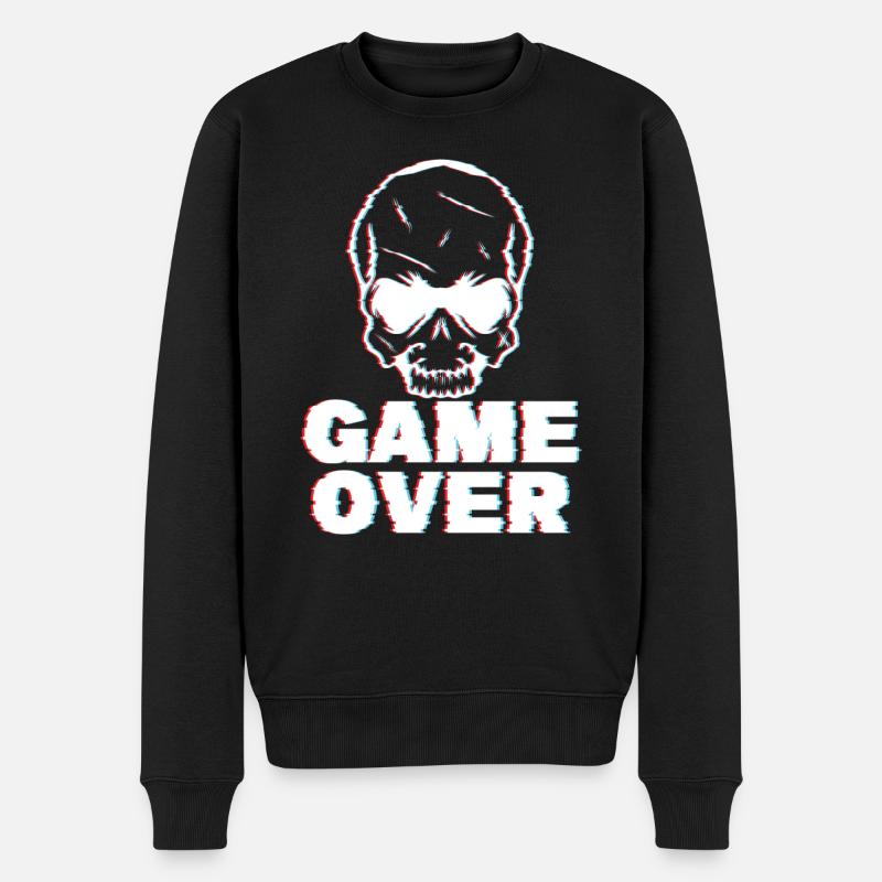 Game Over Glitch - Männer Premium Bio Pullover - Schwarz