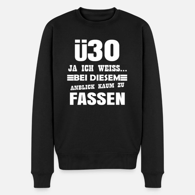 Ü30 Ja ich weiß, kaum zu glauben - Männer Premium Bio Pullover - Schwarz