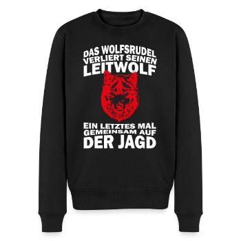 JGA Shirt Das Wolfsrudel verliert seinen Leitwolf - Männer Premium Bio Pullover - Schwarz - Vorne - Nico (187cm)