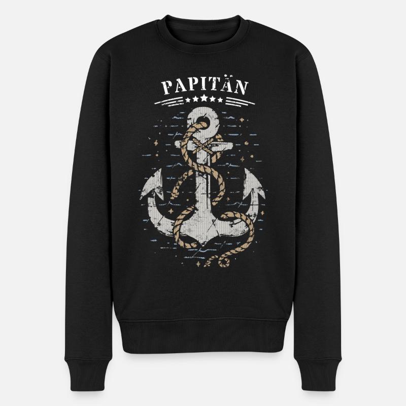 Papitän - Strickmuster - Männer Premium Bio Pullover - Schwarz