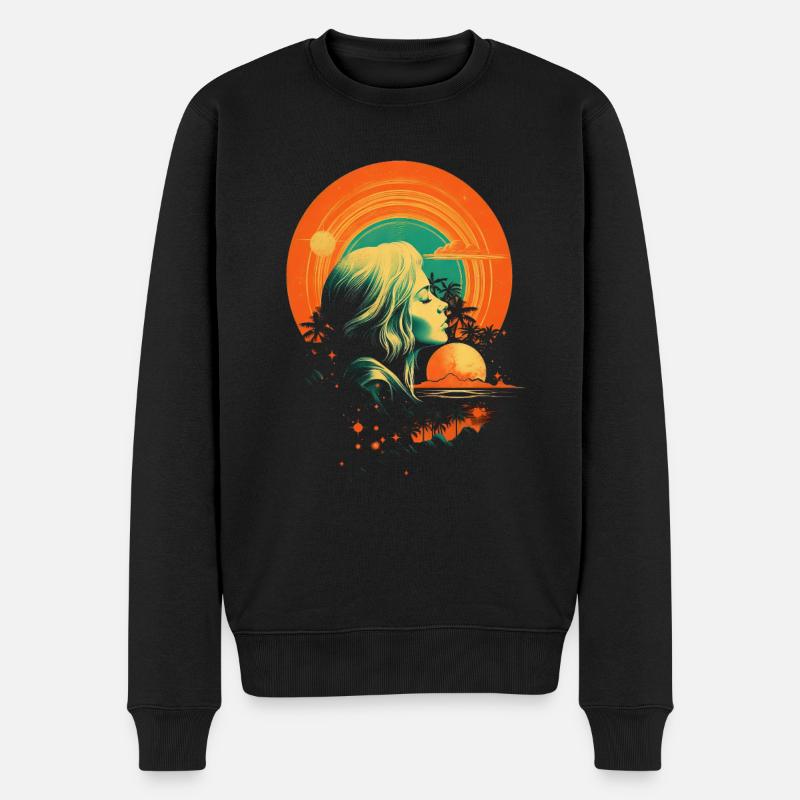 Retro - Männer Premium Bio Pullover - Schwarz