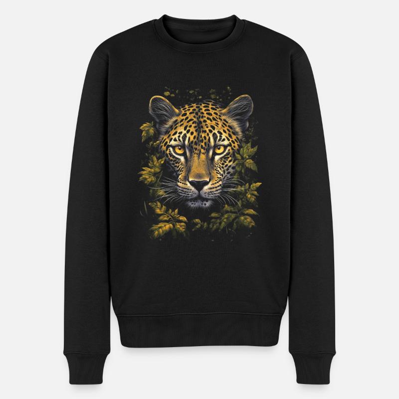 Leopard - Männer Premium Bio Pullover - Schwarz