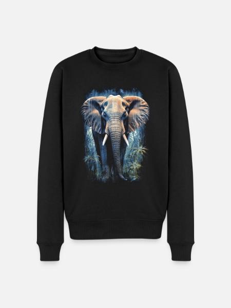 Elefant - Männer Premium Bio Pullover - Schwarz