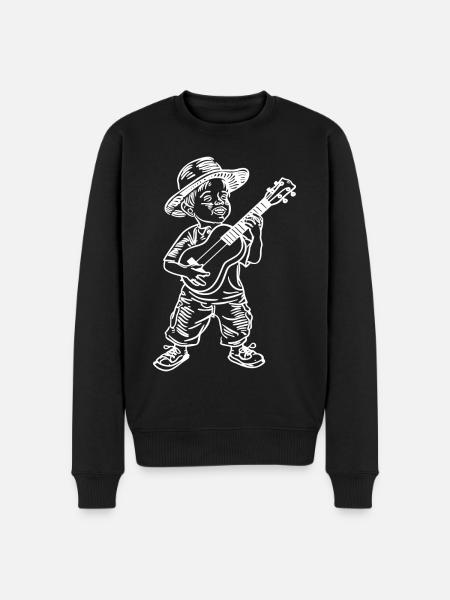 Ukulele Boy Drawing - Men's Premium Organic Jumper - black