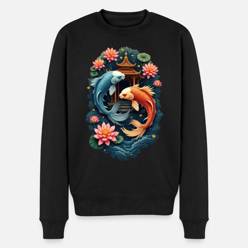 Poissons Koi - Pull Premium bio Homme - noir