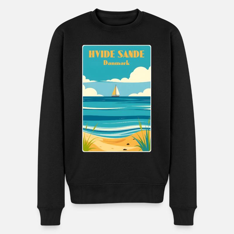 Hvide Sande, Denmark - Men's Premium Organic Jumper - black