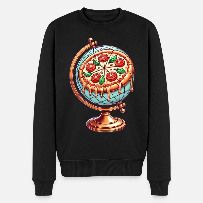 Pizza Globe Fondant Fromage Design - Pull Premium bio Homme - noir