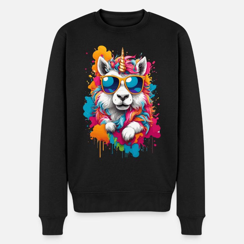 Einhorn unicorn süß niedlich cool - Männer Premium Bio Pullover - Schwarz