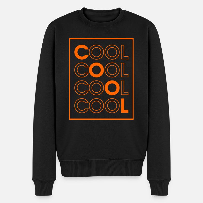 COOL COOL COOL COOL (Orange) - Männer Premium Bio Pullover - Schwarz