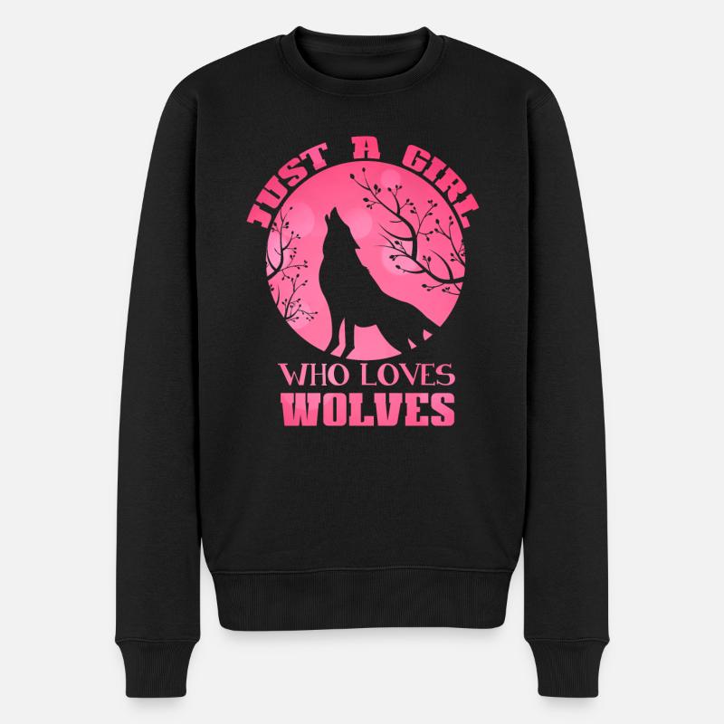 Wolf - Männer Premium Bio Pullover - Schwarz