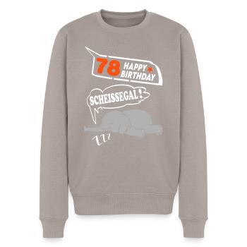 Geburtstag 78 Jahre Birthday Elefant Scheissegal - Männer Premium Bio Pullover - Taupe - Vorne - Nico (187cm)