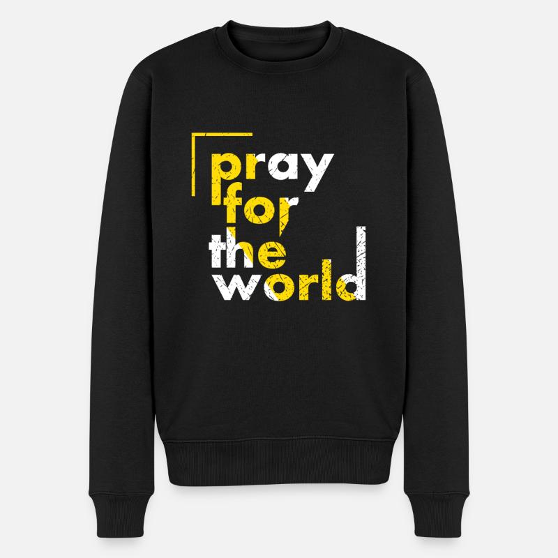 Betet für die Welt - Männer Premium Bio Pullover - Schwarz