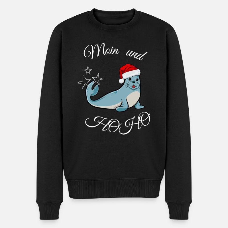 Christmas HOHO Seehund - Männer Premium Bio Pullover - Schwarz