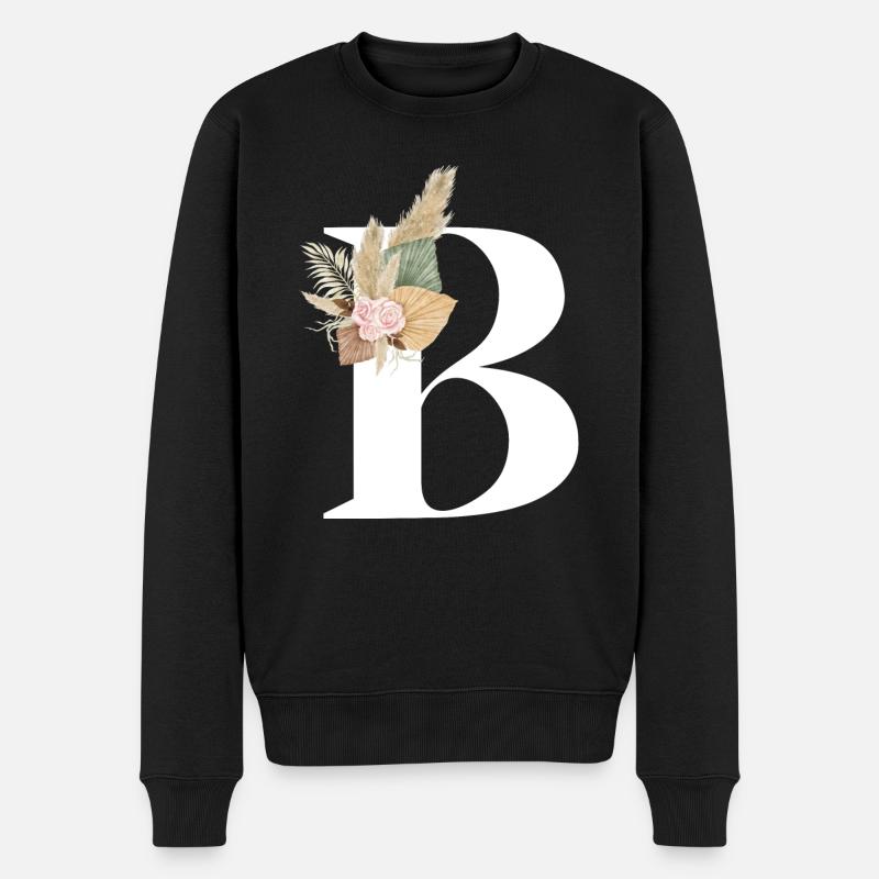 lettre B fleuris - Pull Premium bio Homme - noir
