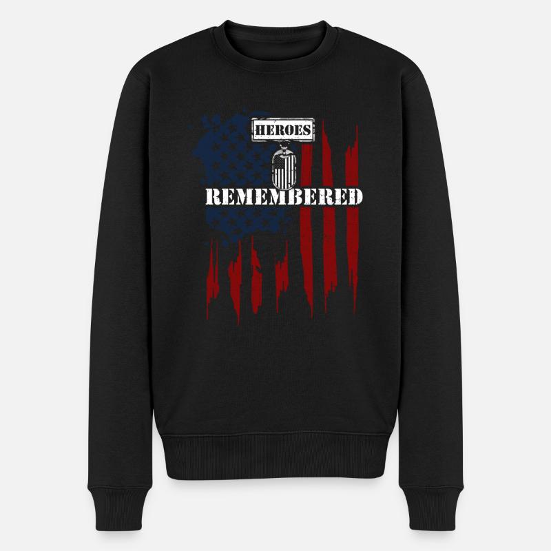 Heroes Remembered - Veteran - Männer Premium Bio Pullover - Schwarz