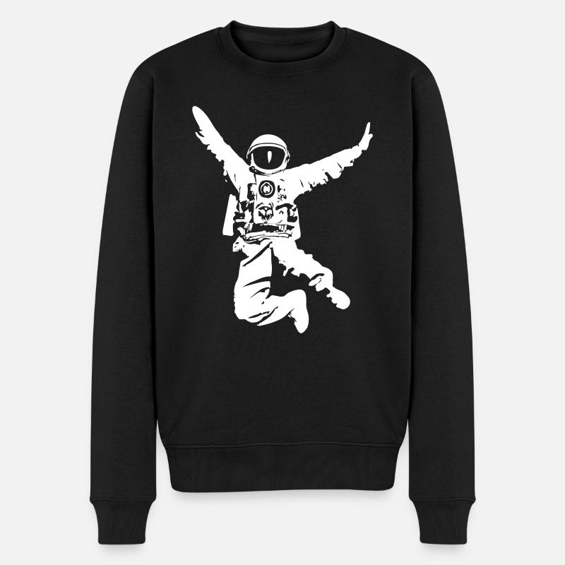 Fröhlicher Astronaut - Männer Premium Bio Pullover - Schwarz